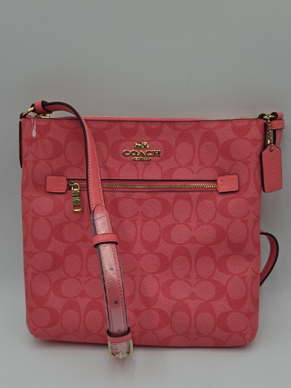 #212 NWT - Coach Women's Rowan File Bag (Signature Canvas - Pink Lemonade)